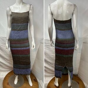 Marella Italy Women’s M Silk Viscose Blend Striped Midi Long Tank Dress US 12